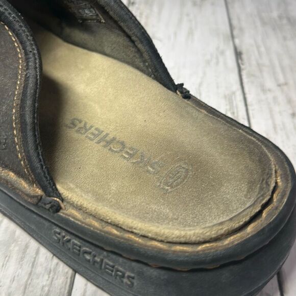 Skechers VTG 90s Sandals Slides Mens Brown Leather Casual Comfort Vacation 11 - Picture 7 of 9